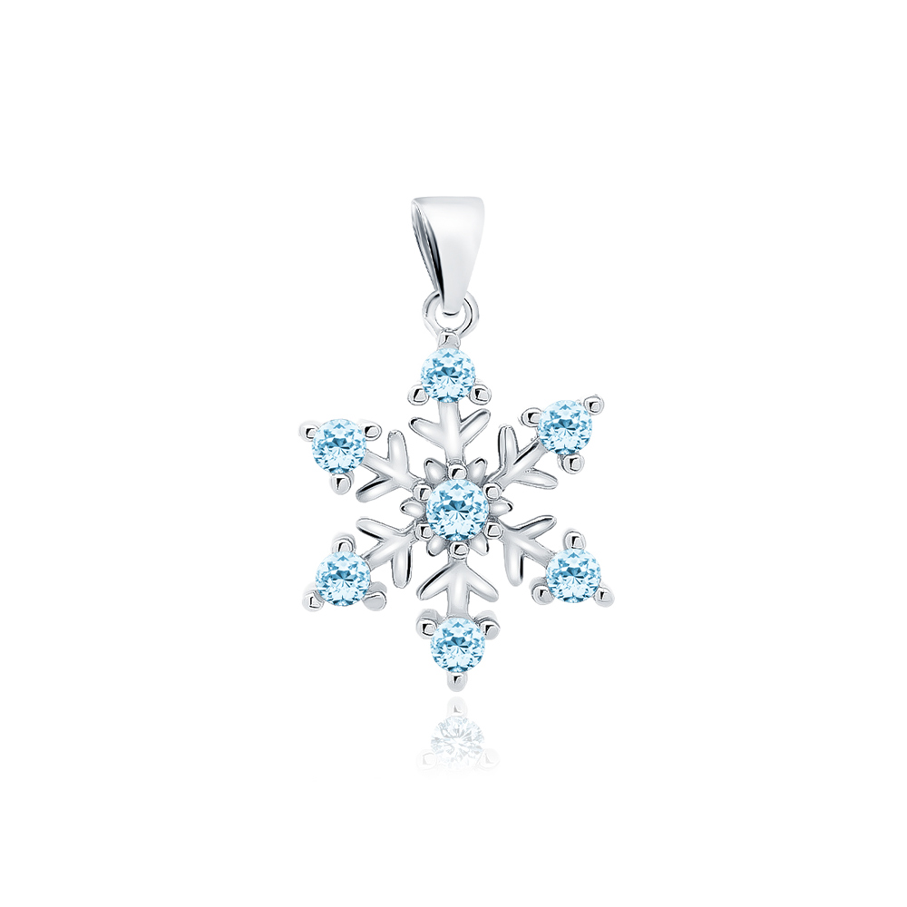 Pandantiv argint fulg de nea cu pietre bleu DiAmanti Z1788CR_AQ-DIA Pandantiv argint fulg de nea cu pietre bleu DiAmanti Z1788CR_AQ-DIA